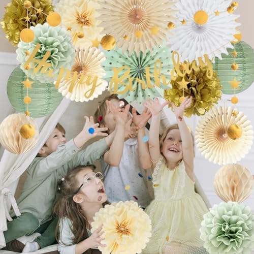 Sage Green and Gold Birthday Party Decorations