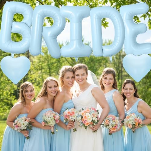 40 Inch Baby Blue BRIDE Letter Balloons Set
