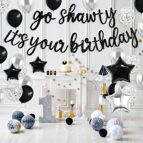 Vibzox Black Go Shawty Birthday Balloons Set