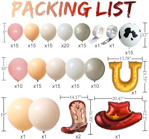 Western Cowboy Balloon Arch Kit 168 pcs