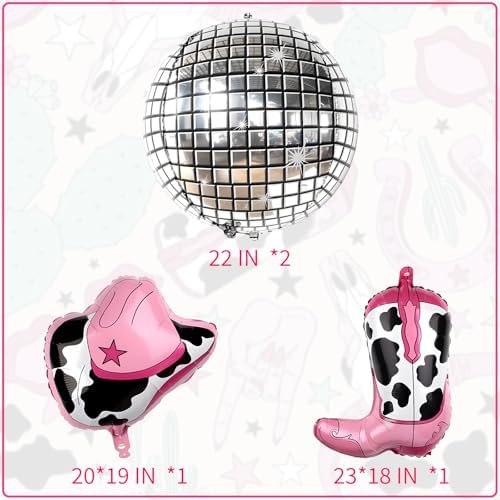 YQUQWN Disco Cowgirl Party Decorations 24PCS Hot Pink Balloons