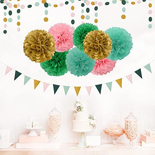 Sage Green Pink Gold Party Decor Kit 30pcs