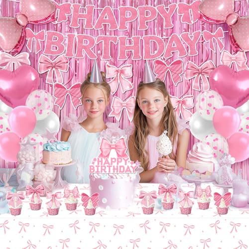 Pink Bow Party Decorations 49PCS Set for Girls