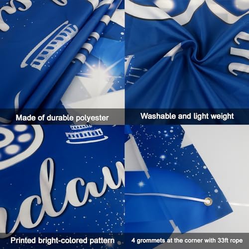 JOYKY Happy 99th Birthday Banner Blue Silver