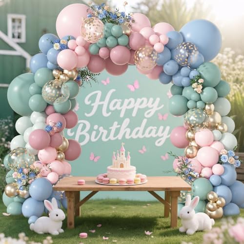 Amandir 173Pcs Pastel Balloon Arch Kit for Baby Showers and Birthdays