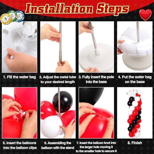 2 Sets Casino Themed Balloon Column Kit with Jumbo Poker Cards