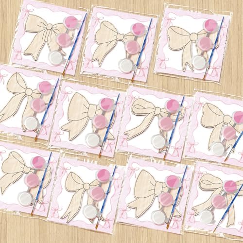 HABDJILTY 12 Pcs Pink Bow Party Favors DIY Craft Kits