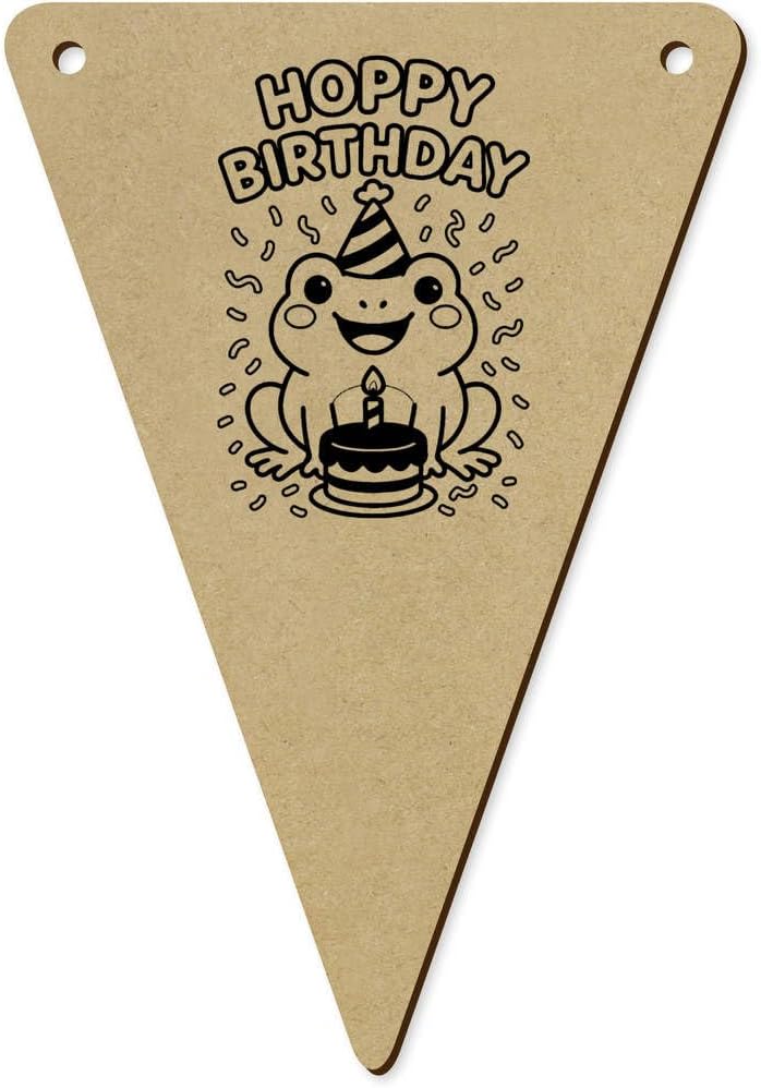 5 Pack Happy Birthday Frog Wooden Bunting Flags