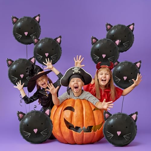 Cheerland Black Cat Foil Balloons 8pcs Halloween Decor