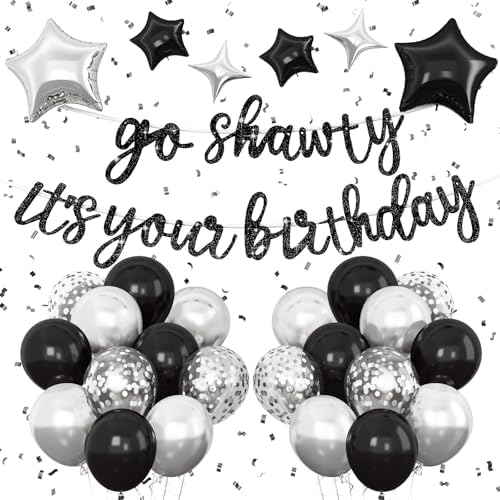 Vibzox Black Go Shawty Birthday Balloons Set