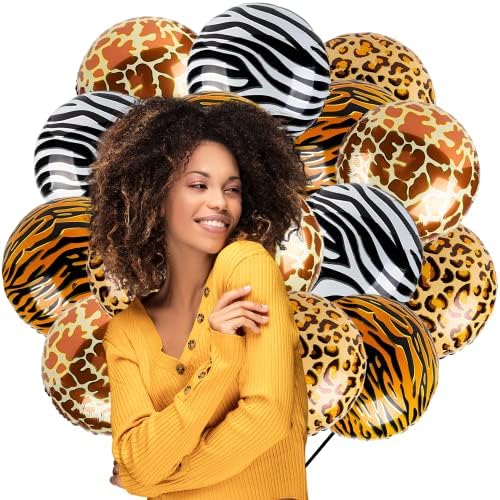 16PCS Animal Pattern Balloons - 18 Inch Foil Safari Decorations