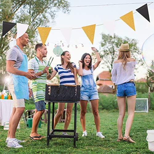 MerryNine Triangle Flag Bunting 3 Pack 30 Feet Glitter