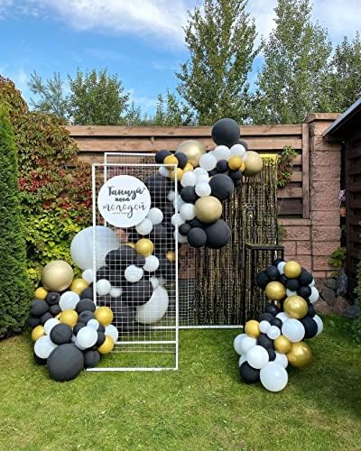 Bezente Black and Gold Confetti Balloons Set 60pcs 12 Inch