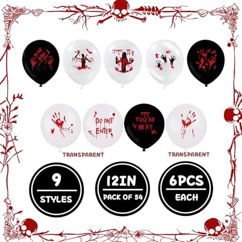 54PCS Halloween Balloons Set with Blood Splatter Design
