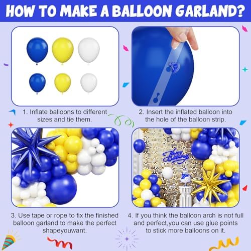 Blue Yellow Balloon Arch Kit for Parties