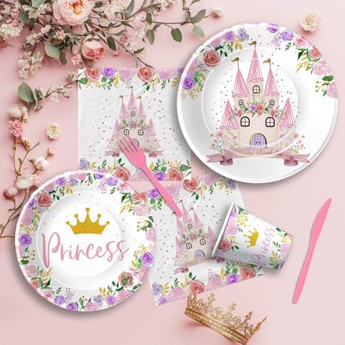 Princess Birthday Party Decor Tableware Set 24 PCS