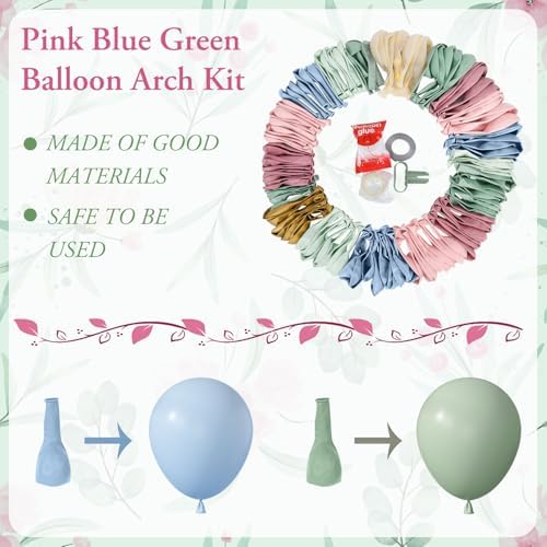 Amandir 173Pcs Pastel Balloon Arch Kit for Baby Showers and Birthdays