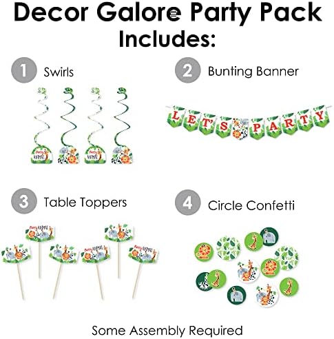 Jungle Party Animals Decor Galore Party Pack - 51 Pieces