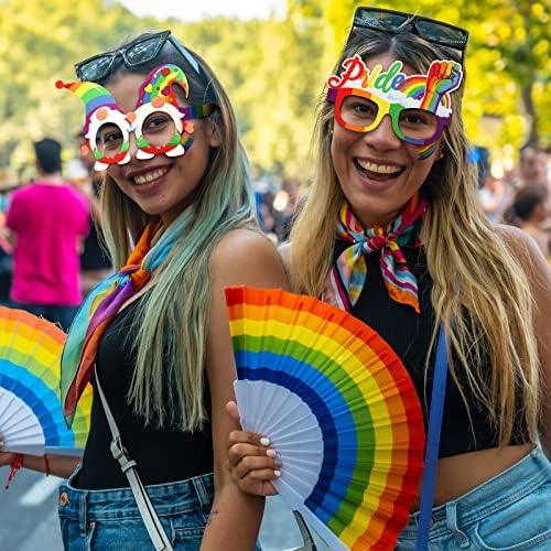 Pasimy Rainbow Pride Party Glasses Photo Booth Props Set of 32