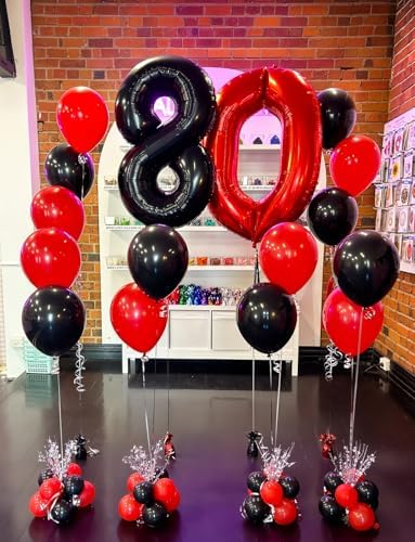 Red and Black Balloons - 12 Inch Latex Party Decorations
