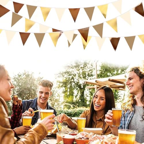 32 Foot Martini Party Metallic Gold Brown Pennant Banner Garland