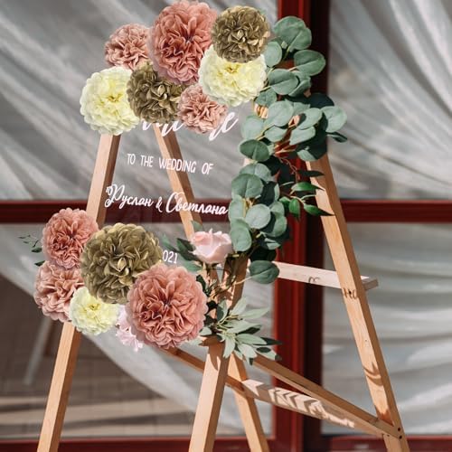 18 Pack Blush Pink Tissue Paper Pom Poms Decor Set