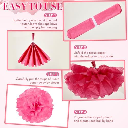 Zhanmai 52 Piece Tissue Paper Pompoms Decorations
