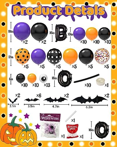 126 Pcs Halloween Balloon Garland Arch Kit