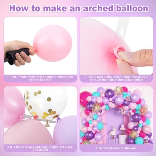 Ouddy Life 162Pcs Pink Purple Balloon Arch Kit