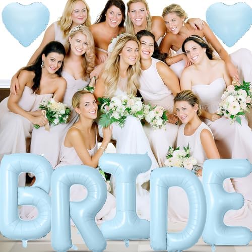 40 Inch Baby Blue BRIDE Letter Balloons Set