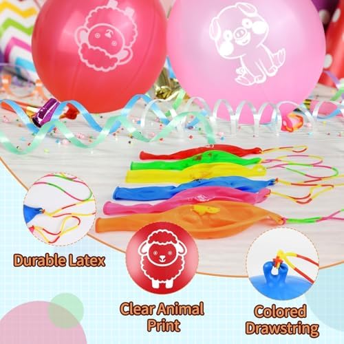 36 Pcs Farm Animals Punch Balloons with Handle