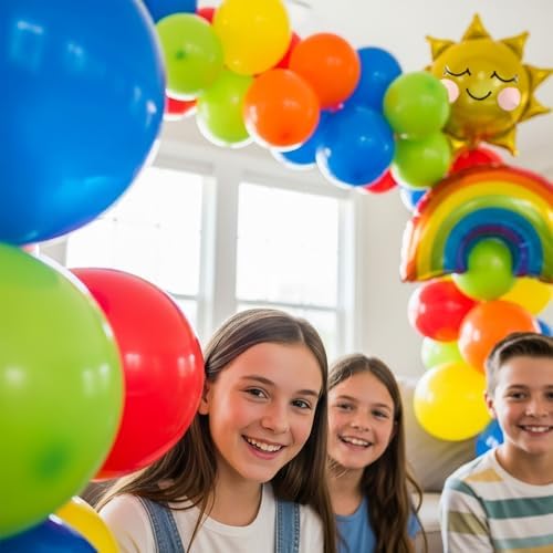 Cartoon Street Party Decorations with Foil Balloons and Stickers
