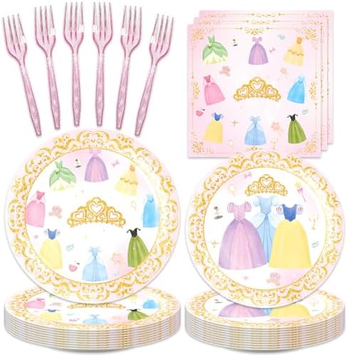 MASGY 96Pcs Princess Party Set for 24 Guests