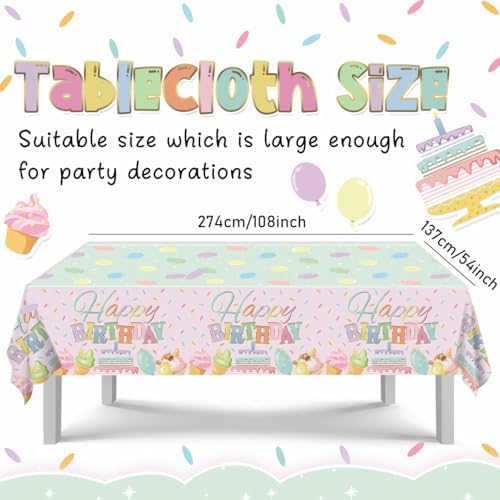 Happy Birthday Decorations Pastel Plates Napkins Tableware Set