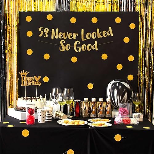 53 Never Looked So Good Gold Glitter Banner