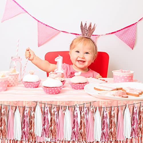 4P Pink White Peach Rose Gold Tassel Garland for Parties