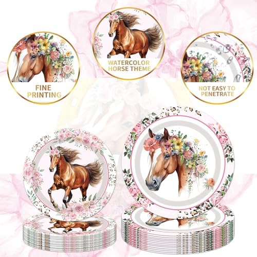 Horse Themed Party Tableware Set - 96 Pcs for 24 Guests