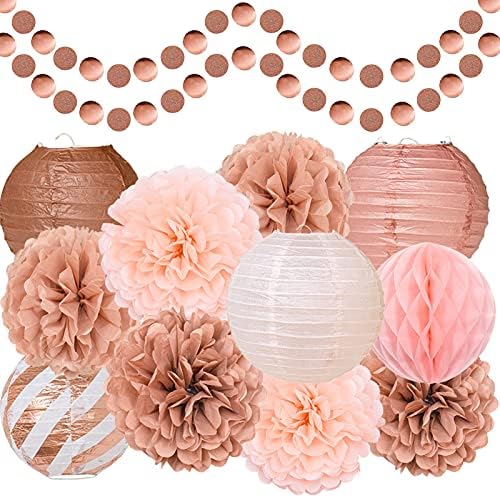 Rose Gold Party Decorations 13 Pcs Hanging Set
