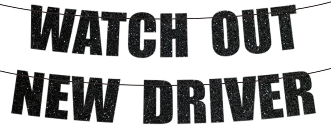 16th Birthday Party Banner for Boys Black Glitter Pre-Strung