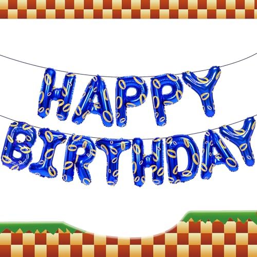 Cartoon Blue Hedgehog Birthday Banner Decorations