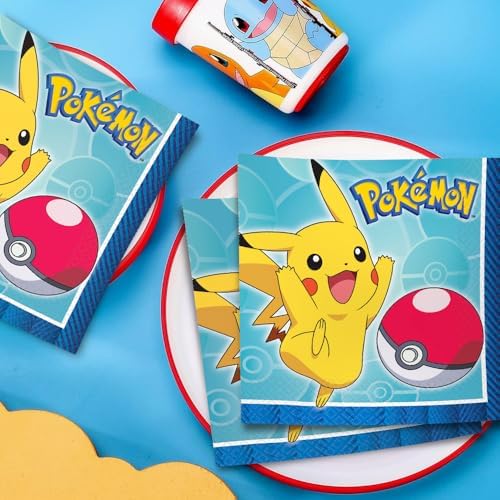 Multicolor Pokemon Beverage Napkins 5x5 Pack of 16
