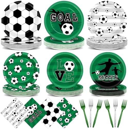 Soccer Themed Party Supplies Set for 24 Guests