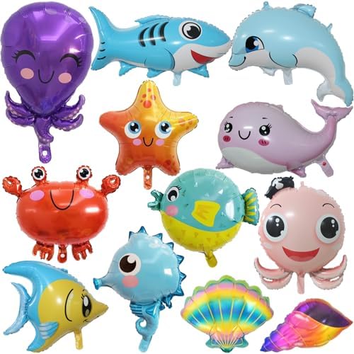 SAMOKA Sea Animals Balloons 12 PCS Under The Sea Decorations