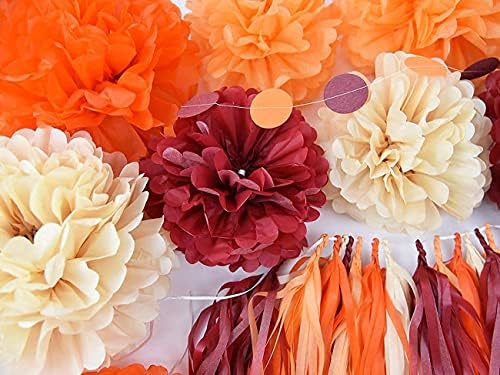 Fall Birthday Balloons with Burgundy Gold Orange Decor