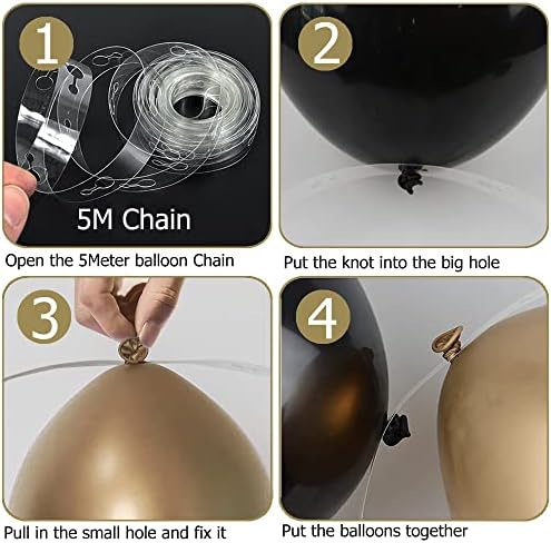 Beliueyes Black Gold Balloon Garland Arch Kit 121PCS