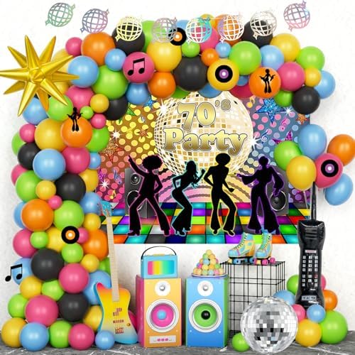 70s Party Decor Kit with 118 Decor Items