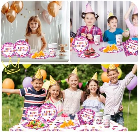 Pink Building Block Birthday Party Set