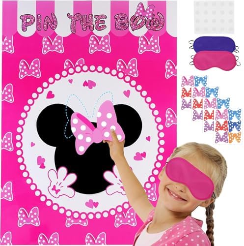 Cute Mouse Birthday Party Decor Kit with 24 Bow Stickers