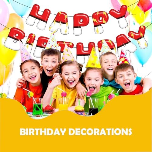Happy Birthday Banner Cartoon Red White Decorations