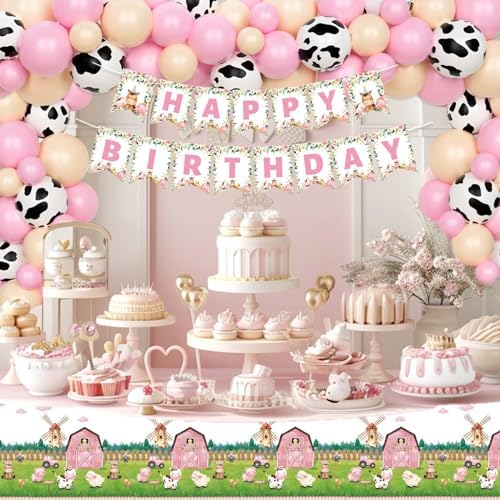 Farm Animal Birthday Decorations 249pcs Pastel